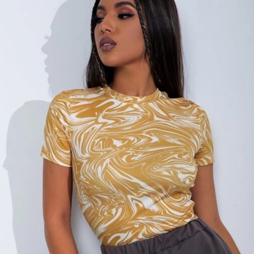 Round Neck Splash Summer Print Tee